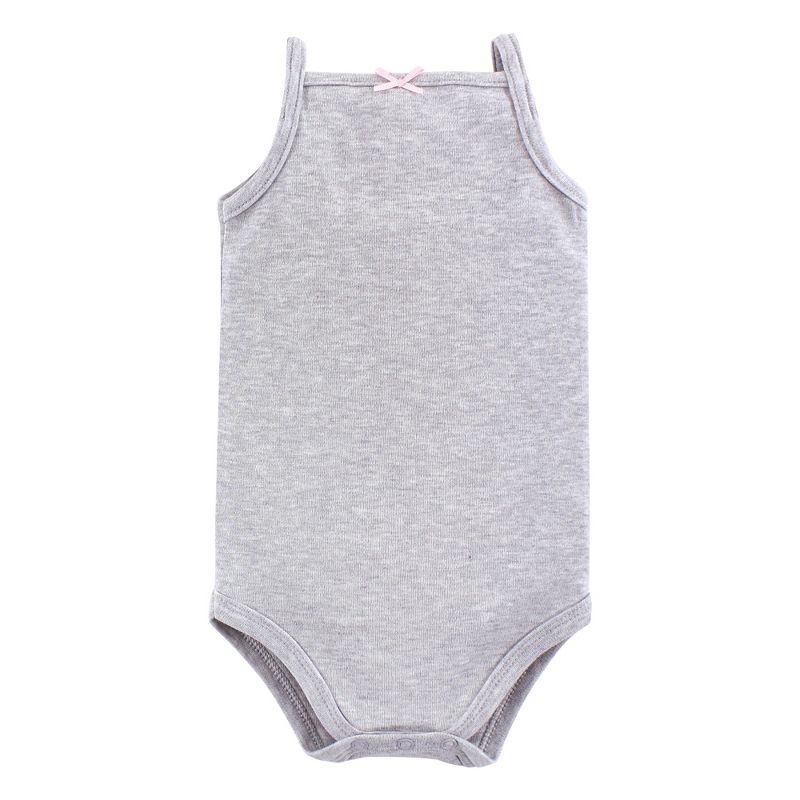 Hudson Baby Infant Girl Cotton Sleeveless Bodysuits 5pk, Swan, 6 of 8