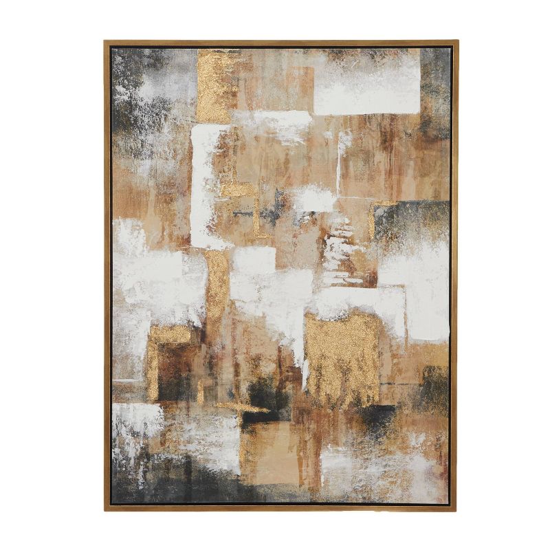 Modern Canvas Abstract Framed Wall Art with Gold Frame Gold - CosmoLiving by Cosmopolitan, 2 of 7