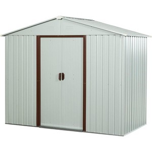 Acekool 8x4 FT Outdoor Metal Storage Shed with Reinforced Foundation, Weatherproof Galvanized Steel, Sliding Doors & Ventilation, White - 1 of 4