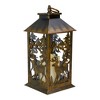 Northlight 13.5" Rustic Deer and Pine Tree Silhouette Lantern with Flameless LED Candle - Bronze - 2 of 3
