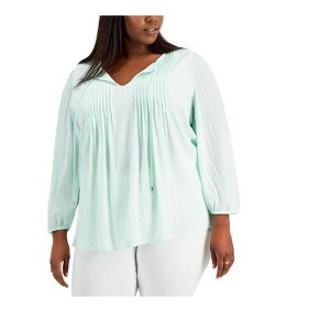 Tommy Hilfiger Womens Pintucked Peasant Blouse - 1 of 1