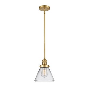 Cone - 1 Light Stem Hung Mini Pendant In Industrial Style-10 Inches Tall and 8 Inches Wide - 1 of 1