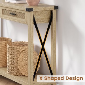 Boho Entryway Table with Rattan Drawers, Console Table for Entryway - 1 of 4