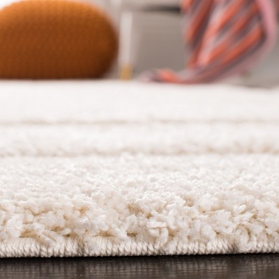 White Rectangular 6' x 9' Shag Synthetic Area Rug