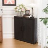 31 in. Tall Wood Grain Corner Storage Cabinet in Natural Wood Color, Storage Organizer with Adjustable Shelves for Bedroom Living/Dinning Room - 2 of 4