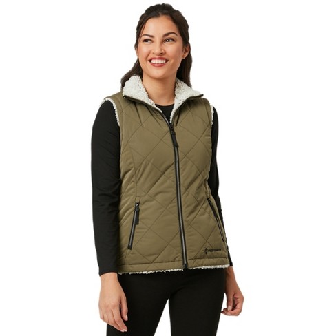 Women's Free Country Stratus Lite Reversible Vest Army Green Xl : Target