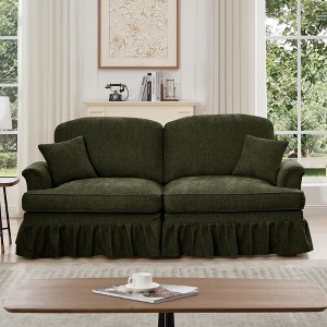 VASIP Elegant Oversized Loveseat Chenille Modular Sectional  Sofa with Flared Arms, Removable Ruffle Skirt and Spindle Legs,for Living Room - 1 of 4