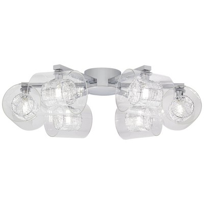 Modern Chrome 6-Light Flushmount Ceiling Fixture with Clear Glass Shades