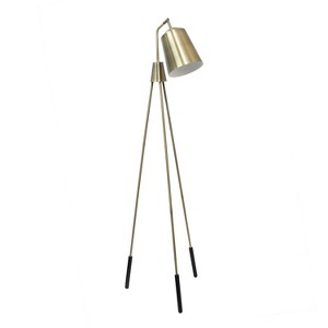 Industrial Tripod Floor Lamp with Interior Spotlight Antique Brass - Lalia Home: Uplighting for Living Room, Office, Foyer - 1 of 4