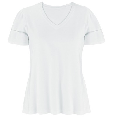Collections Etc Stylish Double Layer Flutter Sleeve V-Neck Top X-Large Gender Neutral White
