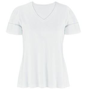 Collections Etc Stylish Double Layer Flutter Sleeve V-Neck Top X-Large Gender Neutral White - 1 of 4