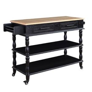NicBex 56.69Inch Rolling Kitchen Island with 2 Drawers,2 Open Shelves and Spice Rack,Kitchen Cart with Solid Oak Wood Top - 1 of 4