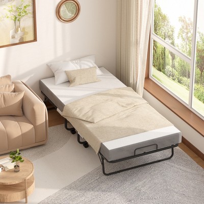 Aheaplus Folding Bed With Memory Foam Mattress, Portable Rollway Guest ...