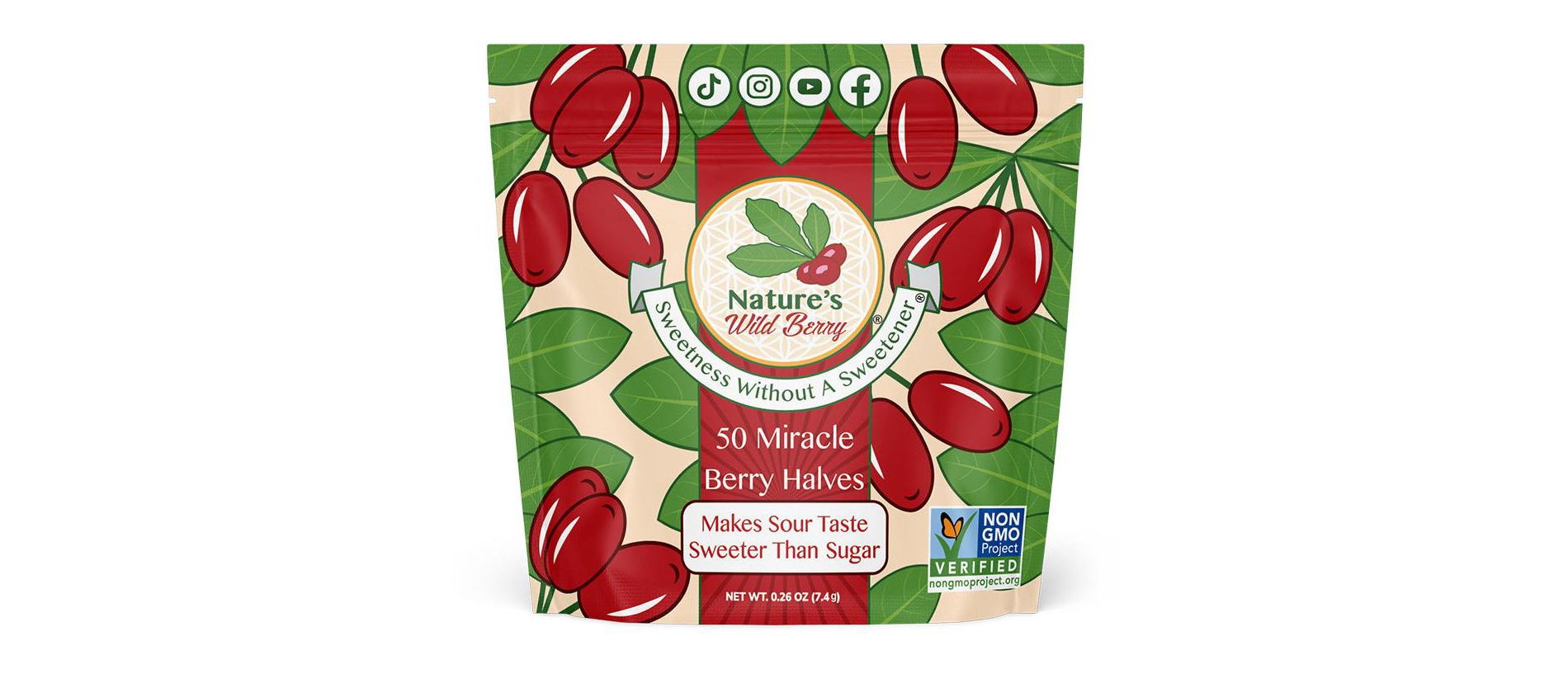 Nature’s Wild Berry Miracle Berries 7g Resealable Standup Pouch 50 Ct