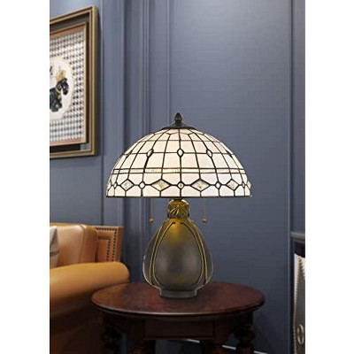 Adjustable Dark Bronze Stained Glass Tiffany Table Lamp