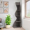 Lirago,18.9"L*18.9"W*70.08"H,5-Tier Corner Bookshelf - Modern Gray Wall Shelf with Adjustable Shelves for Home & Office - 3 of 4