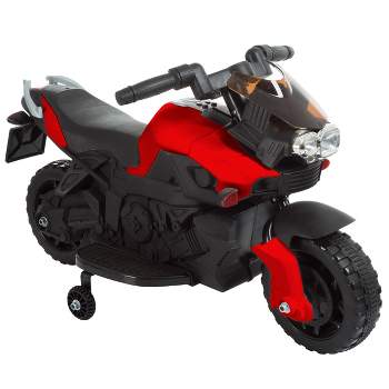 Toy Time Kids Motorcycle - Electric Ride-On with Training Wheels and Reverse Function - Red