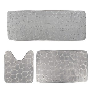 Evideco French Home Goods 3D Pebble Memory Foam Bath Mats - Bath Mat, Runner Mat, and Contour Mat Available in 10 Colors - 1 of 4