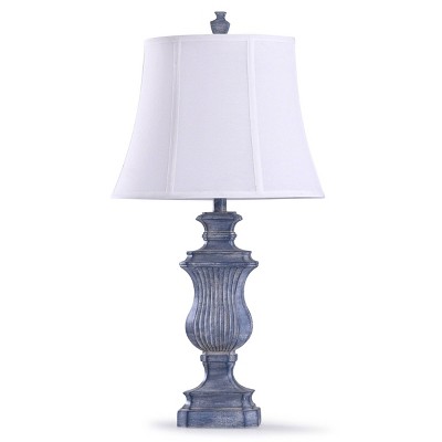 Tao's Textured Urn Table Lamp with Bell Shade Denim Blue - StyleCraft
