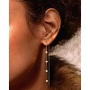 14K Gold Plated Chain Threader Earrings - Dainty Hypoallergenic Dangle Set for Wedding & Party - 2 of 4