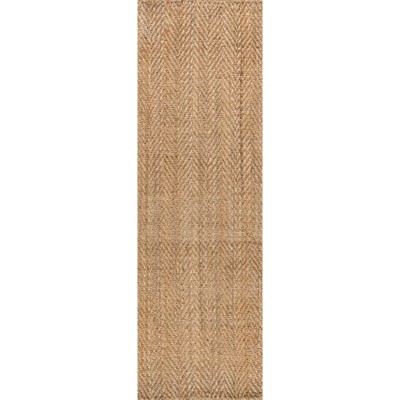 Espina Natural Jute Herringbone Handwoven Area Rug, 2x8