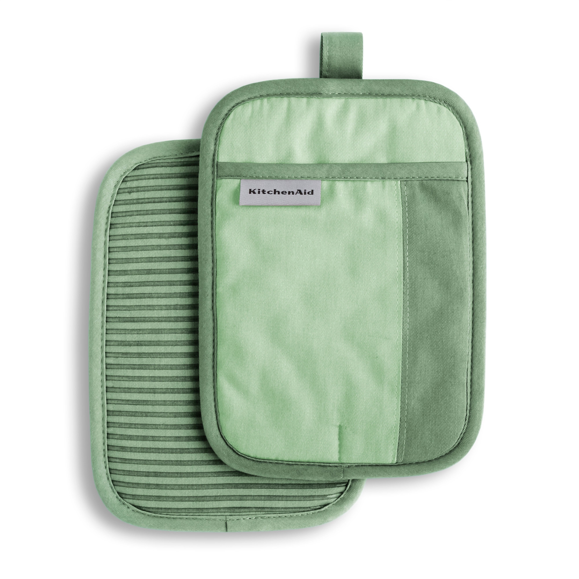 KitchenAid Beacon Two-Tone Pot Holders 2-Pack, Pistachio/Graphite Green