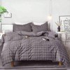 Gray Set of 3 Duvet Cover Set, 1200 TC Luxury Microfiber, Zipper Closure, Plaid Design for Modern Home - 3 of 4