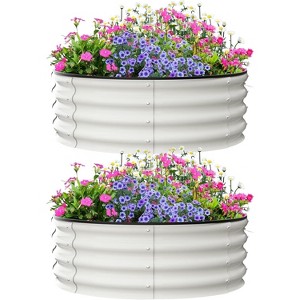 Galvanized Raised Garden Bed for Gardening, Round Metal Planter Box for Planting Plants Vegetables and Flower - 1 of 4