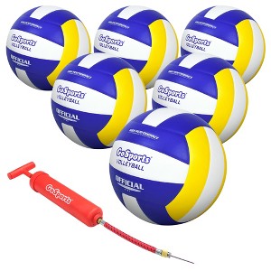 GoSports Indoor Competition Synthetic Volleyball Blue Yellow  6 Pack - 1 of 4
