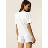 cheibear Women's Casual Pullover Short Sleeve Sleepshirt with Shorts Waffle Pajama Sets - 3 of 4