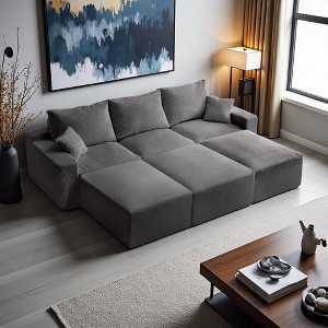 110" Compression Cloud L-Shaped Sectional Sofa with Chaise, Deep Seat - 1 of 4