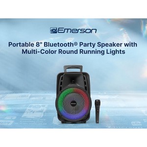 Emerson EDS-8000 Portable 8” Bluetooth® Party Speaker with Disco Light & Stand, Black - 1 of 4
