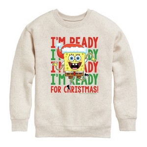 Boys' - SpongeBob SquarePants - I'm Ready For Christmas Graphic Long Sleeve Fleece Sweatshirt - 1 of 4