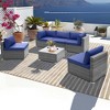 Costway 6 PCS Patio Conversation Sofa Set Outdoor Rattan Furniture Cushioned Seat Navy - 2 of 4