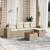 vidaXL Patio Sofa Set with Cushions Outdoor Furniture 6 Piece Poly Rattan - Beige and Cream Without Storage - 2 of 4