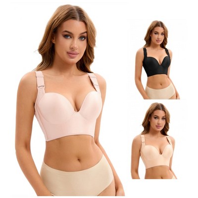 INSPIRE CHIC 3 Pcs Women's Wirefree Convertible Tummy Control 6 Hooks Push Up Bras