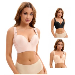 INSPIRE CHIC 3 Pcs Women's Wirefree Convertible Tummy Control 6 Hooks Push Up Bras - 1 of 4
