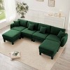 U-Shape Sectional Sofa with 2 Ottomans, 4-Seater Sofa with Armrests and Cylindrical Legs, Boucle Fabric Couch with Cushion-Coolbibila - 3 of 4