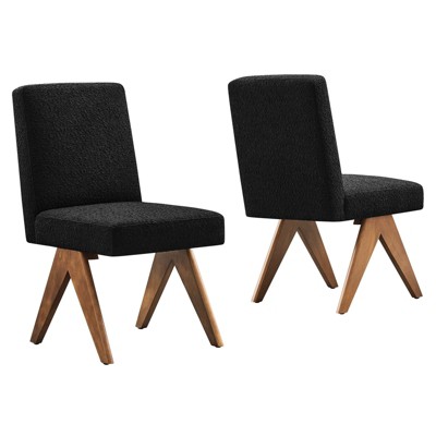 Modway Lyra Boucle Fabric Dining Room Side Chair - Set of 2