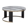 MDF Faux Marble Round Nesting Coffee Table with Ottoman, Metal Frame and Velvet Upholstered Seat for Living Room - 3 of 4