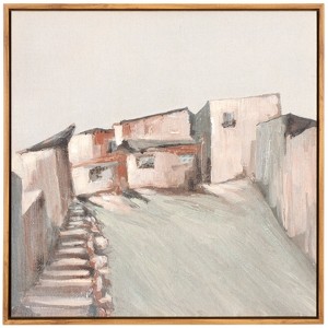 Avlaki - 24" X 24" - Blue/Brown - Linen Canvas/Polstyrene/MDF - Framed Linen Canvas - WLA3021 - Safavieh - 1 of 4