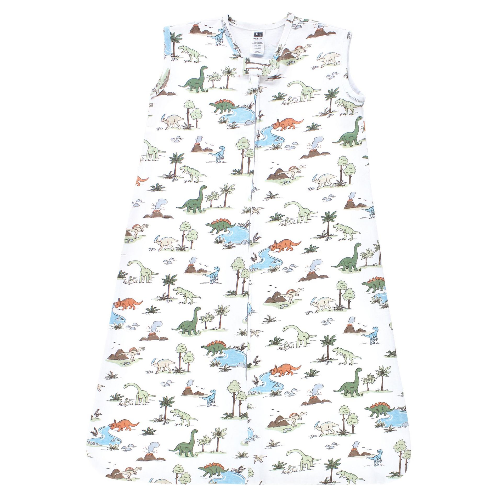 Hudson Baby Infant Boy Cotton Sleeveless Wearable Sleeping Bag, Sack, Blanket, Dinosaur Adventures, 6-12 Months