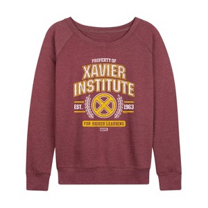 Women's - Marvel - X-Men Property Of Xavier Institute Lightweight French Terry Wide Neck Long Sleeve Shirt - 1 of 4