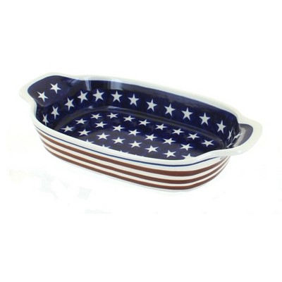 Blue Rose Polish Pottery Stars & Stripes Rectangular Serving Dish