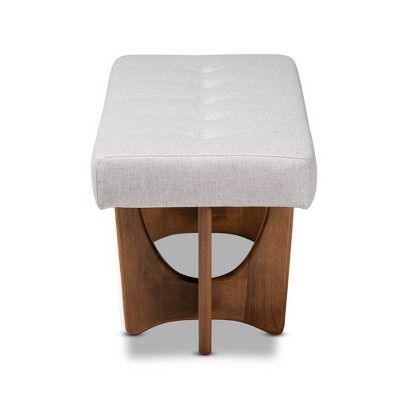 Theo 49'' Greyish Beige Upholstered Walnut Bedroom Bench