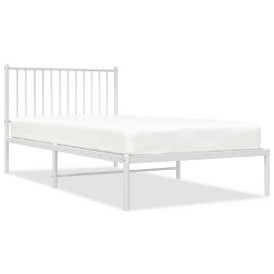 vidaXL White Metal Twin XL Bed Frame with Headboard, Heavy-Duty, Under-Bed Storage, No Mattress - 1 of 4