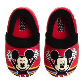 Disney Mickey Mouse Boys Slippers-Kids Plush Lightweight Warm Comfort Soft Aline House Shoes Slippers - Navy Multi (sizes 5-12 Toddler/Little Kid)