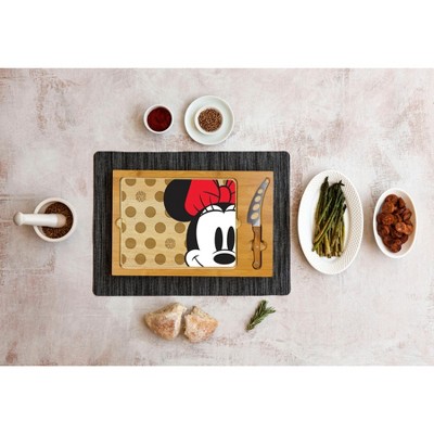 Toscana Disney Minnie Mouse Icon Glass Top Cutting Board and Knife Set