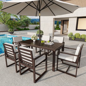 Whisen Patio Dining Set Outdoor Dining Table and Chair Set with and Removable Cushions - 1 of 4