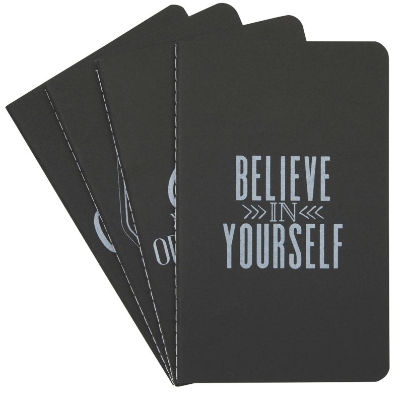 Bright Creations 4 Pack Motivational Kraft Cover Journals, Grid Notebook, Black (5 x 8 In), 5 of 8